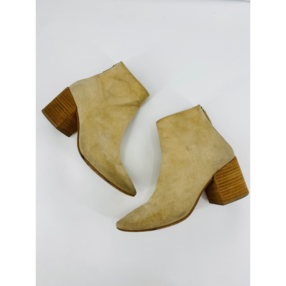 Marseil Ankle Boots Women 40 Beige Suede Block Heel Zip Up